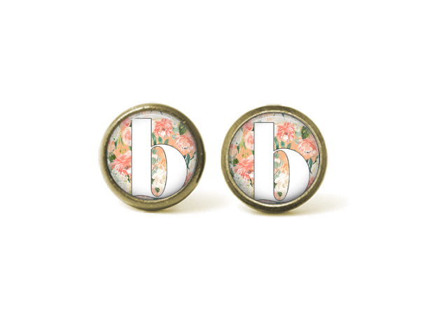 Alphabet b 12mm Post Earrings