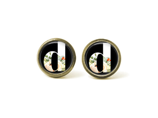 Alphabet d 12mm Post Earrings