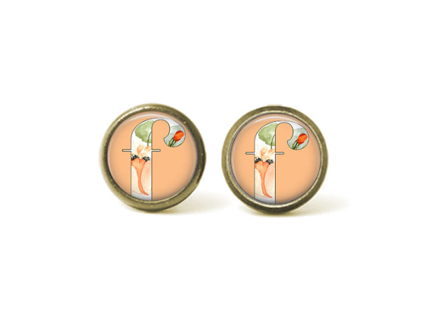 Alphabet f 12mm Post Earrings