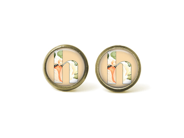 Alphabet h 12mm Post Earrings