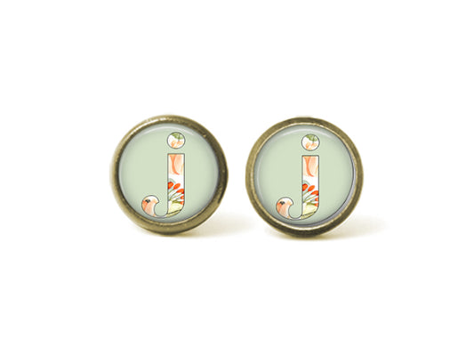 Alphabet j 12mm Post Earrings