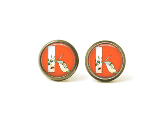 Alphabet k 12mm Post Earrings