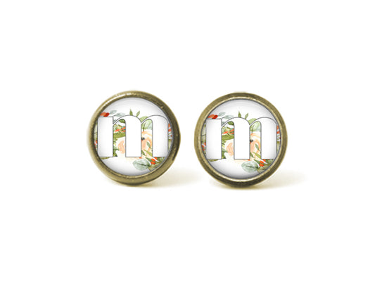 Alphabet m 12mm Post Earrings