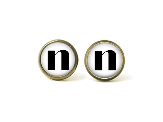 Alphabet n 12mm Post Earrings