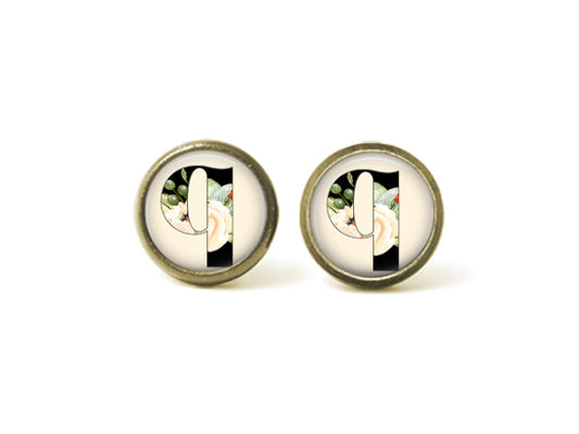 Alphabet q 12mm Post Earrings