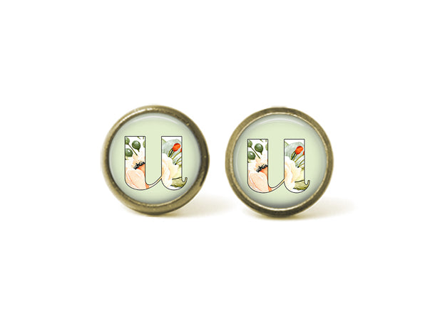 Alphabet u 12mm Post Earrings