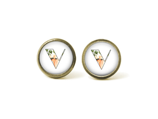 Alphabet v 12mm Post Earrings