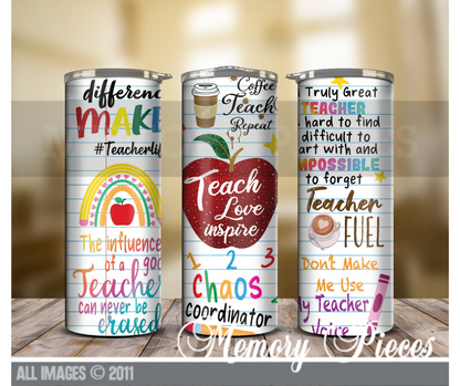 20 ounce Insulated Skinny Tumbler - Teacher