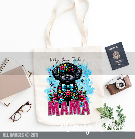 Teddy Bear Bichon Dog Mama Tote Bags