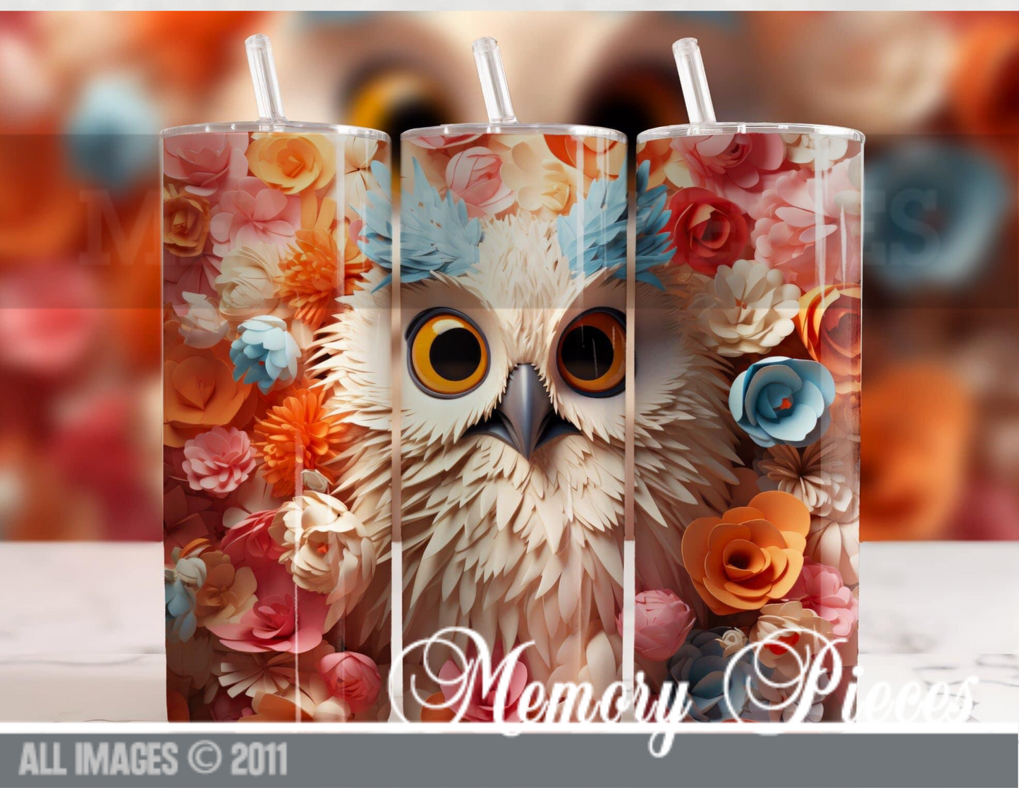 20 ounce Insulated Skinny Tumbler -  Owl