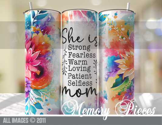 20 ounce Insulated Skinny Tumbler - She is Mom