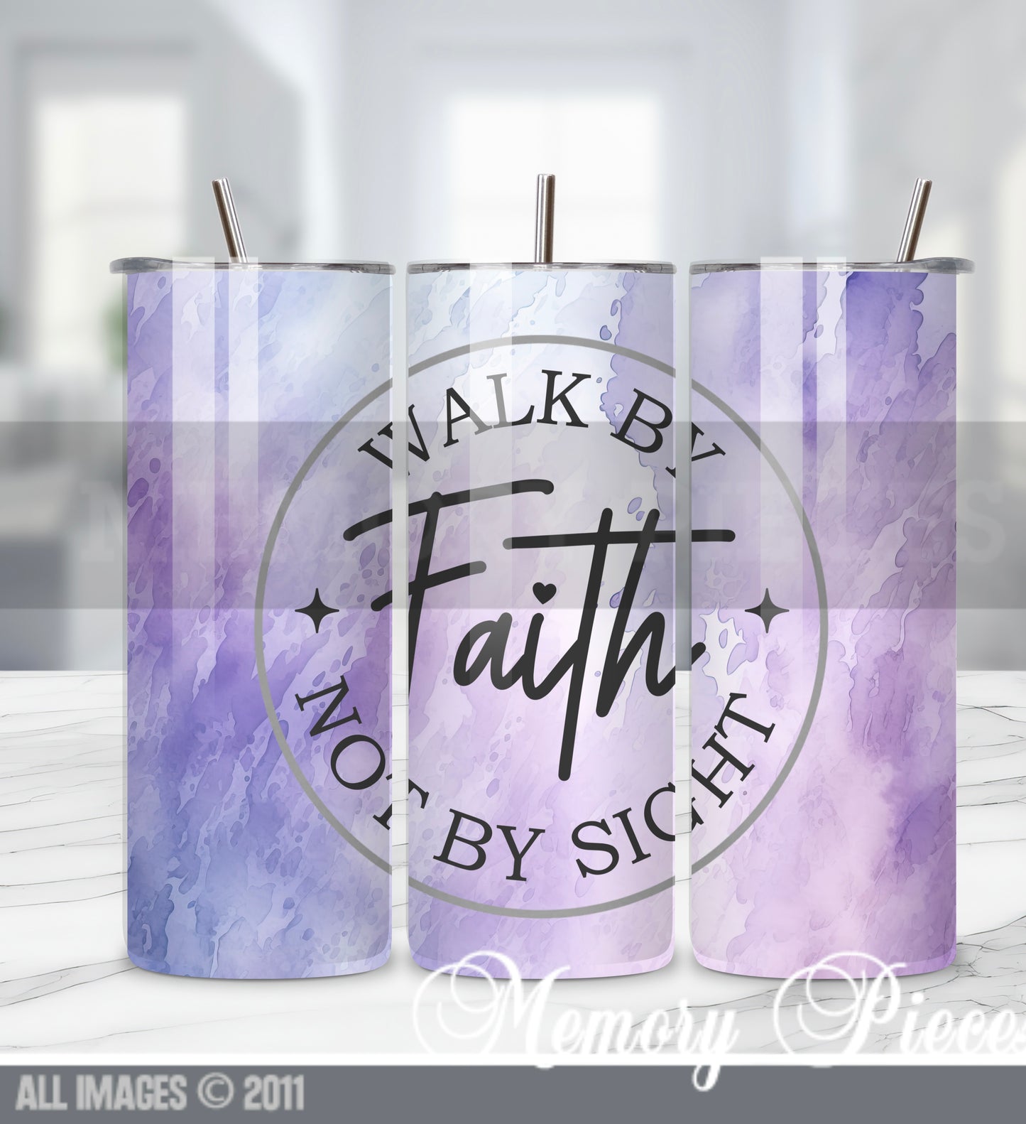 20 ounce Insulated Skinny Tumbler - Walk by Faith not by Sight