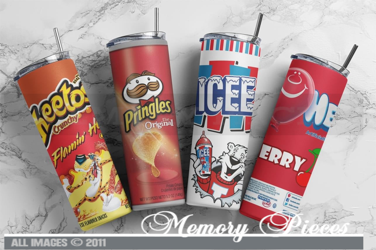 20 ounce Insulated Skinny Tumbler - Cheetos, Pringles, ICEE or Air Heads