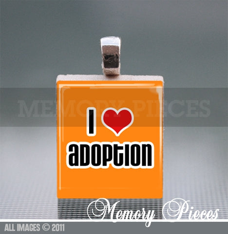 'I love Adoption' Scrabble Tile Pendant with Ball Chain