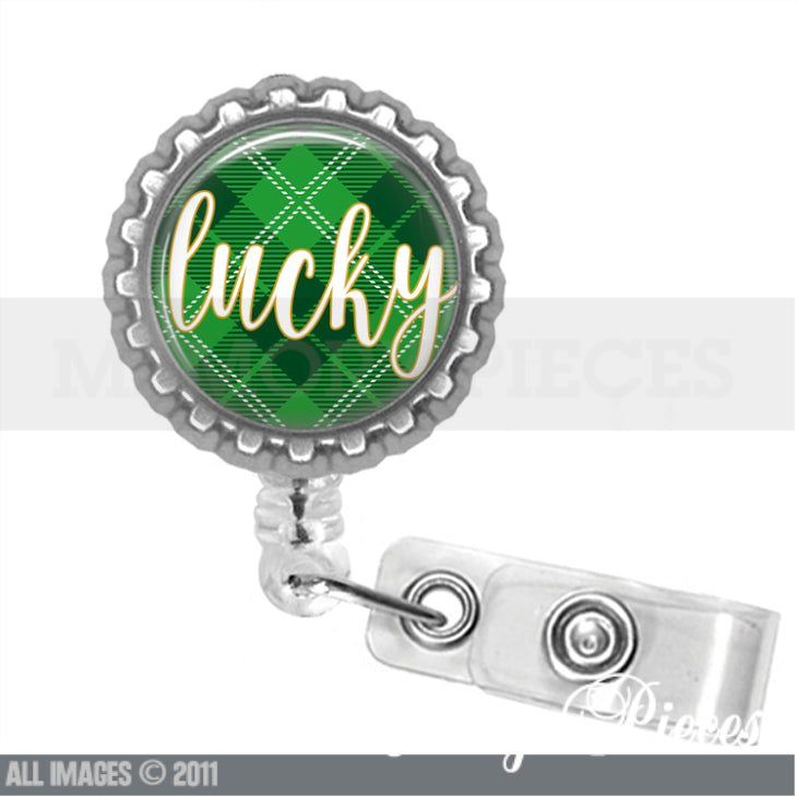 St. Patrick's Day Lucky Shamrock Retractable Badge Holder/Reel