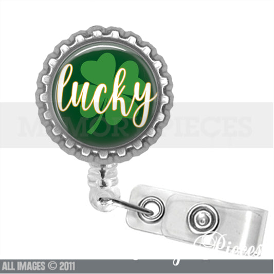 St. Patrick's Day Lucky Shamrock Retractable Badge Holder/Reel