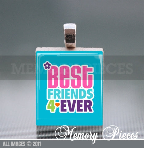 'Best Friends Forever' Scrabble Tile Pendant with Silver Ball Chain