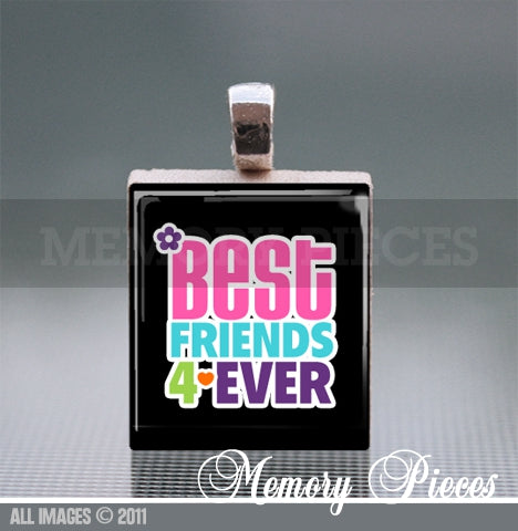 'Best Friends Forever' Scrabble Tile Pendant with Silver Ball Chain