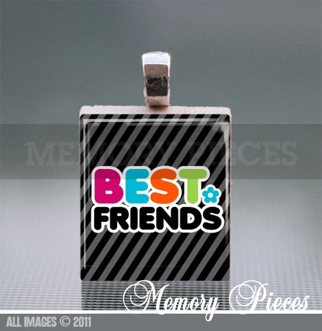 'Best Friends' Scrabble Tile Pendant with Silver Ball Chain