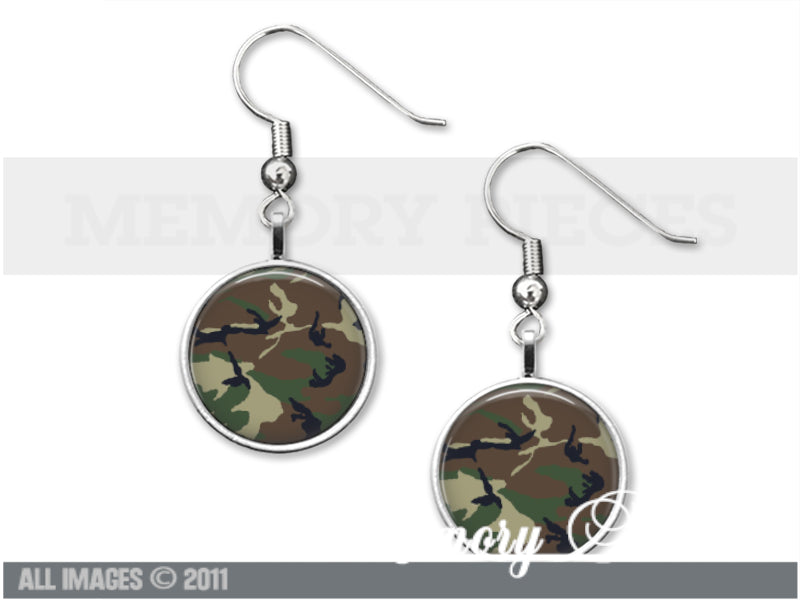 Camo 12mm Dangle Earrings