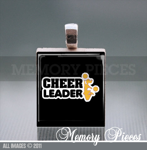 Cheerleader Scrabble Tile Pendant with Ball Chain