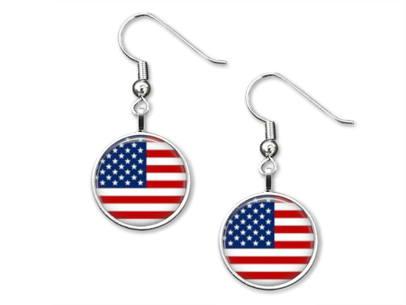 American Flag 12mm Dangle Earrings