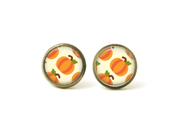 Halloween and Fall Pumpkins 12mm Post Earrings