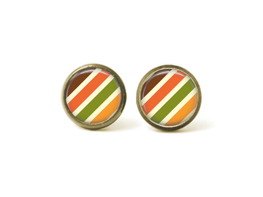 Fall Stripes and Plaid 12mm Post Earrings