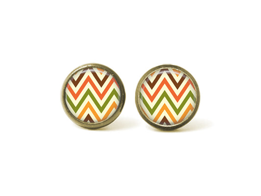 Fall Chevron 12mm Post Earrings