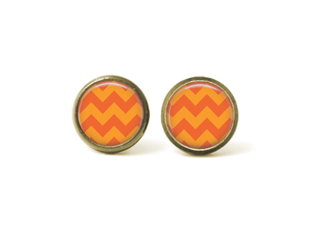 Fall Chevron 12mm Post Earrings