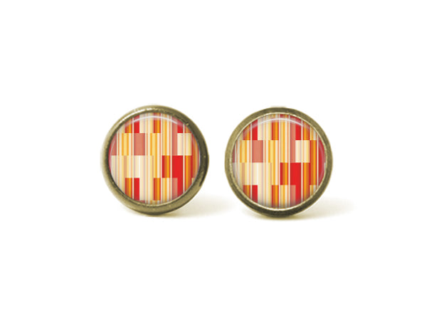 Fall Stripes and Plaid 12mm Post Earrings