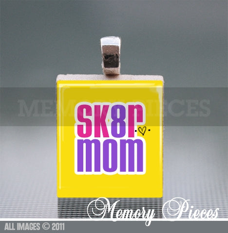 'SK8R Mom' Scrabble Tile Pendant with Ball Chain