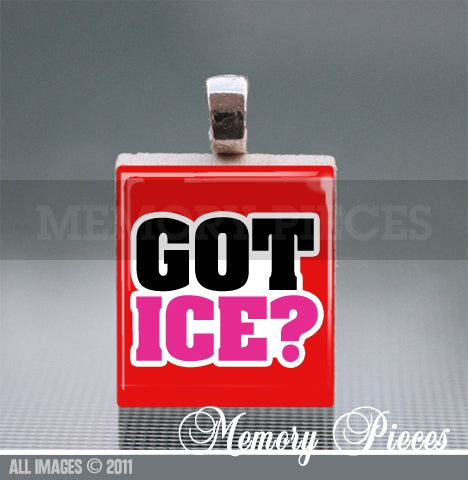 'Got Ice?' Scrabble Tile Pendant with Ball Chain