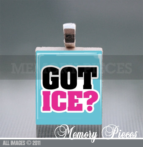 'Got Ice?' Scrabble Tile Pendant with Ball Chain