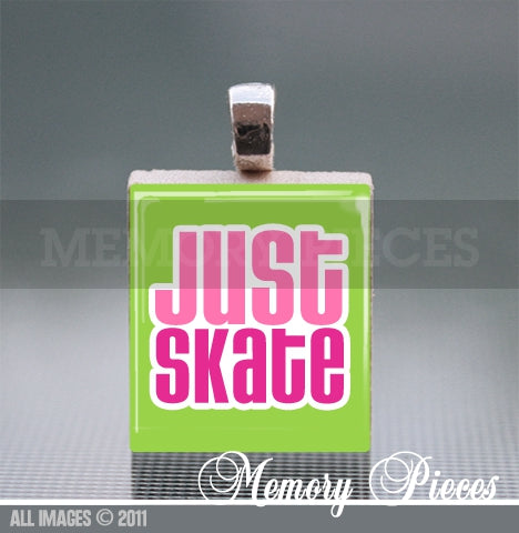 'Just Skate' Scrabble Tile Pendant with Ball Chain