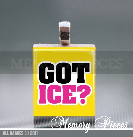 'Got Ice?' Scrabble Tile Pendant with Ball Chain