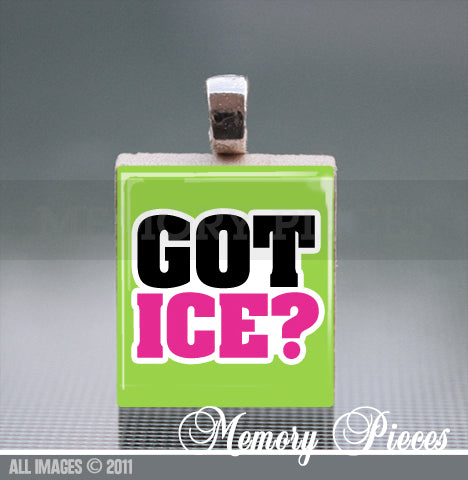 'Got Ice?' Scrabble Tile Pendant with Ball Chain