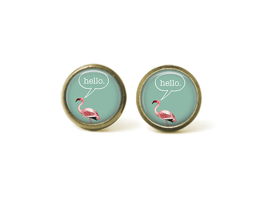 Hobo Flamingo 'hello' 12mm Post Earrings