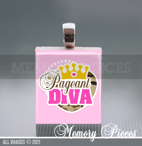 Beauty 'Pageant Diva' Scrabble Tile Pendant with Ball Chain