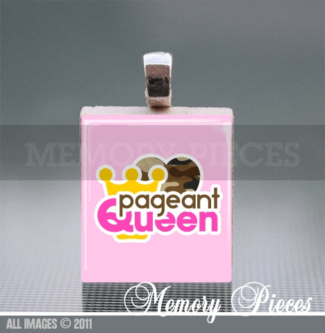 'Pageant Queen' Scrabble Tile Pendant with Ball Chain