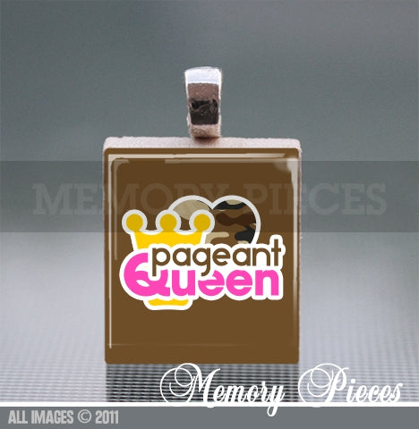 'Pageant Queen' Scrabble Tile Pendant with Ball Chain