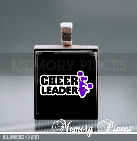 Cheerleader Scrabble Tile Pendant with Ball Chain