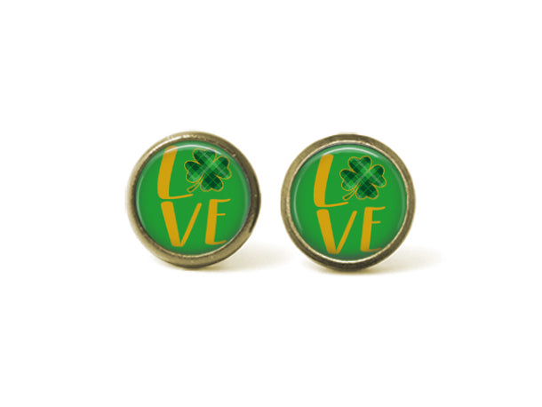 St. Patrick's Day 'Love' 12mm Post Earrings