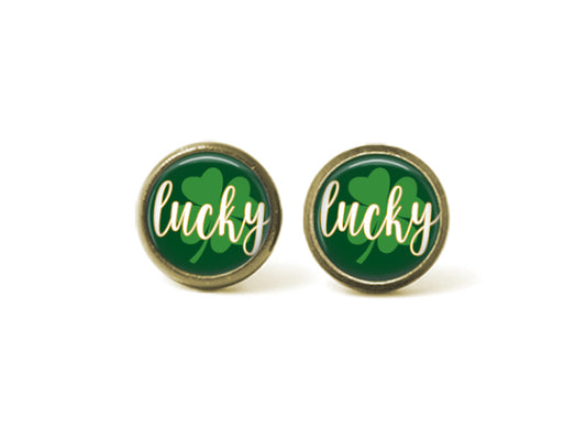 St. Patrick's Day Lucky Shamrock 12mm Post Earrings