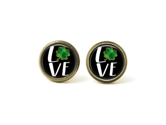 St. Patrick's Day 'Love' 12mm Post Earrings