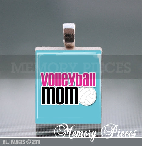 'Volleyball Mom' Scrabble Tile Pendant with Ball Chain