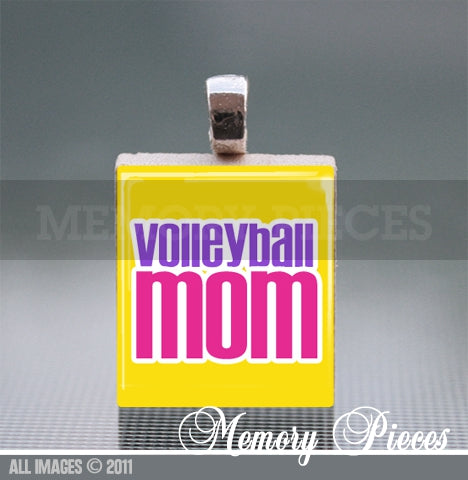 'Volleyball Mom' Scrabble Tile Pendant with Ball Chain