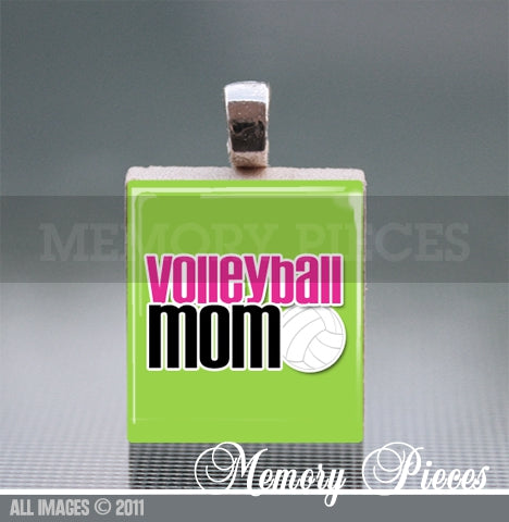 'Volleyball Mom' Scrabble Tile Pendant with Ball Chain