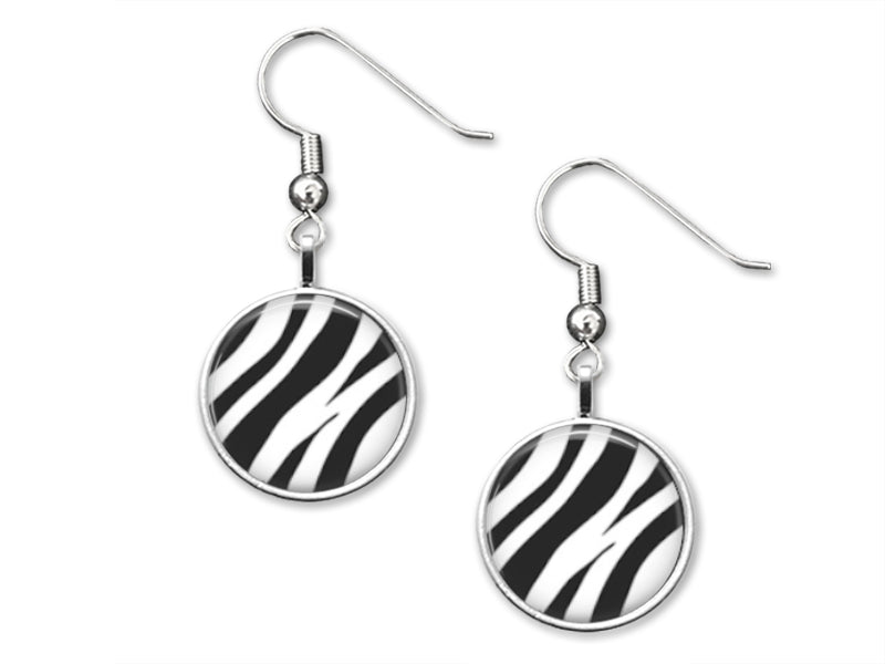 Zebra Print 12mm Dangle Earrings