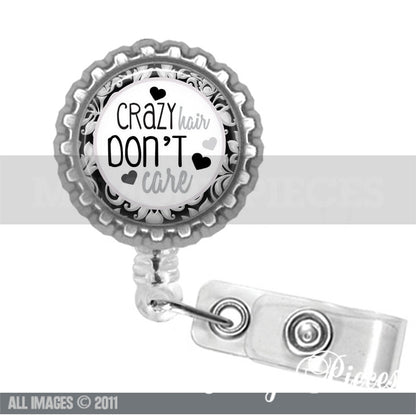 No Hair Don't Care Retractable Badge Reels